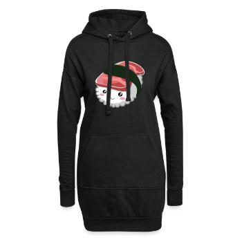 Süßes Lachs Nigiri Sushi - Hoodie-Kleid - Schwarz - Vorne