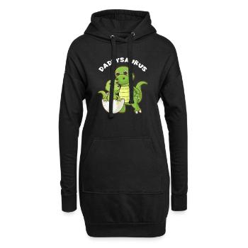 Daddysaurus - Cadeau assorti de famille drôle - Sweat-shirt à capuche long Femme - noir - Devant
