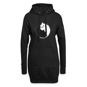Katzen Yin Yang - Schwarze und Weiße Katze - Hoodie-Kleid - Schwarz - Vorne