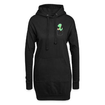 Pocket Dino mignon dinosaure Dino cadeau - Sweat-shirt à capuche long Femme - noir - Devant