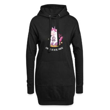Coffee Is Real Magic - Kaffee Einhorn Geschenk - Hoodie-Kleid - Schwarz - Vorne