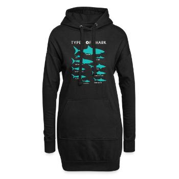 Types de cadeaux de chemise de requin styles de requin - Sweat-shirt à capuche long Femme - noir - Devant