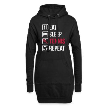 Eat Sleep Tennis Repeat - Hoodie-Kleid - Schwarz - Vorne