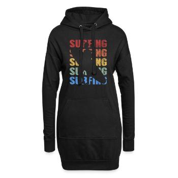 Surf surfeurs de style rétro vintage surf - Sweat-shirt à capuche long Femme - noir - Devant