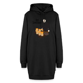 Hey Streetfood - Hoodie-Kleid - Schwarz - Vorne - AI Model Female 172 light (172cm)