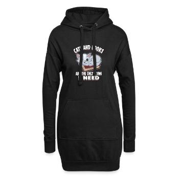 Chats lire des livres animaux amour livre idée cadeau - Sweat-shirt à capuche long Femme - noir - Devant