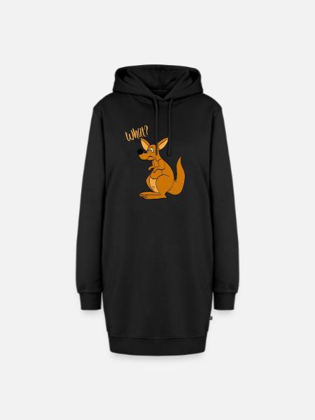 What? - Was? Känguru - Hoodie-Kleid - Schwarz