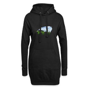 Cooles Schwein Motiv als Geschenkidee - Hoodie-Kleid - Schwarz - Vorne