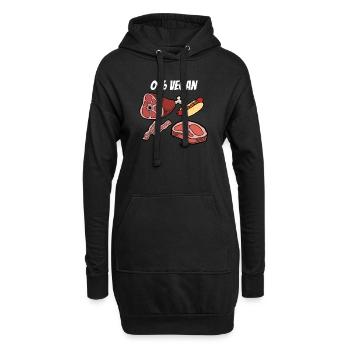Filet de viande anti-vegan 0% végétalien carnivore - Sweat-shirt à capuche long Femme - noir - Devant