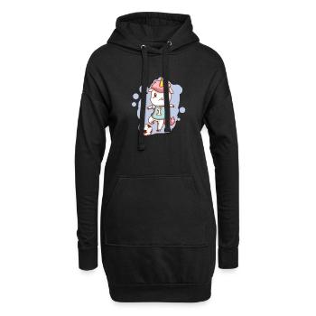 Licornes football football licorne mignon - Sweat-shirt à capuche long Femme - noir - Devant