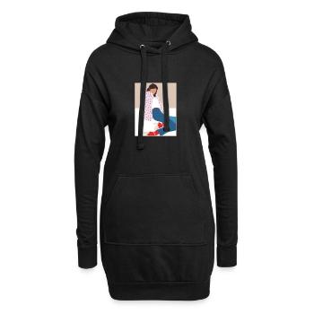 Fille de bande dessinée de haute couture - Sweat-shirt à capuche long Femme - noir - Devant