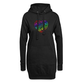Regenbogen Herz Musik Hemd für Gesang und Klänge S - Hoodie-Kleid - Schwarz - Vorne