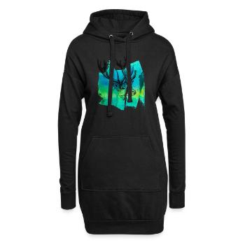 Cerf cerf bois cerf tête de cerf t-shirt tête - Sweat-shirt à capuche long Femme - noir - Devant