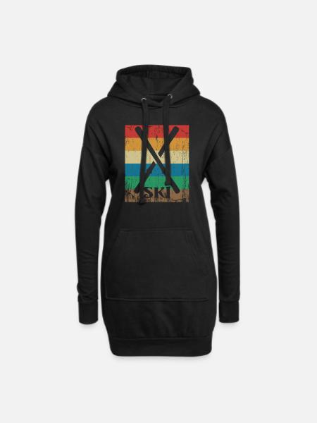 Ski Retro Style - Hoodie-Kleid - Schwarz