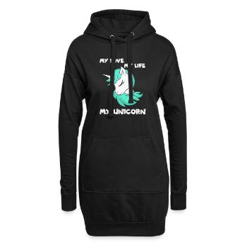 Einhorn - Licorne - Unicorn - Hoodie-Kleid - Schwarz - Vorne