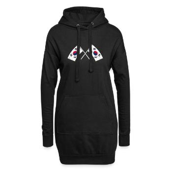 Corée du Nord Corée du Sud Asie Drapeau Corée - Sweat-shirt à capuche long Femme - noir - Devant