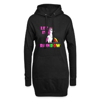 Einhorn Rainbow - Hoodie-Kleid - Schwarz - Vorne