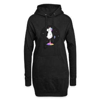 Einhorn kacken lustiges Raum-Ausgaben-T-Stück magisch - Hoodie-Kleid - Schwarz - Vorne