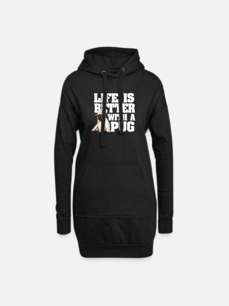 Das Leben eines Mopshundes ist mit einem Mops besser - Hoodie-Kleid - Schwarz