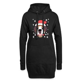 Weihnachten – Weihnachtspullover – Bernhardiner - Hoodie-Kleid - Schwarz - Vorne