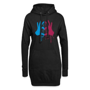 graffiti tropfen spray farbe 2 haende paar team ha - Hoodie-Kleid - Schwarz - Vorne