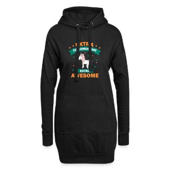 Einhorn Unicorn Glitzer Regenbogen Extra-Chromosom - Hoodie-Kleid - Schwarz - Vorne