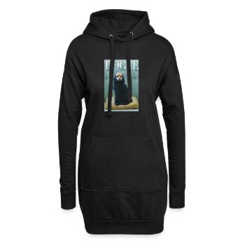 Chien chihuahua magazine de mode - Sweat-shirt à capuche long Femme - noir - Devant