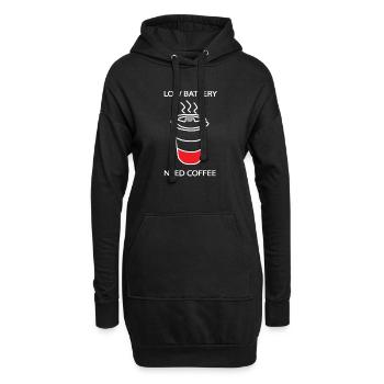 Low Battery Need Coffee Kaffee Spruch - Hoodie-Kleid - Schwarz - Vorne