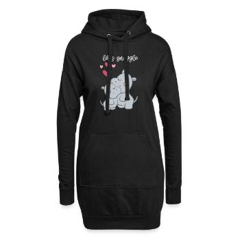 Hippopotame - Hippopotame - Hippopotame - Famille - Coeur - Sweat-shirt à capuche long Femme - noir - Devant
