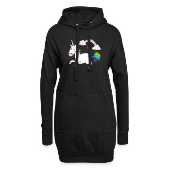 Einhorn Pups Regenbogen Unicorn Poo Rainbow Wolke - Hoodie-Kleid - Schwarz - Vorne