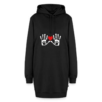 Grossesse doux cadeau coeur enfant bébé - Sweat-shirt à capuche long Femme - noir - Devant