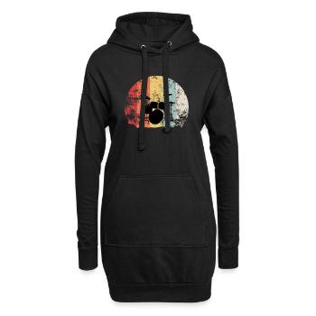 Schlagzeug Drummer Retro Grunge Geschenk trommeln - Hoodie-Kleid - Schwarz - Vorne