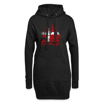Dänische Flagge - Hoodie-Kleid - Schwarz - Vorne