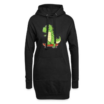 Dino Dinosaurier Skateboard T-Rex Skater Board - Hoodie-Kleid - Schwarz - Vorne