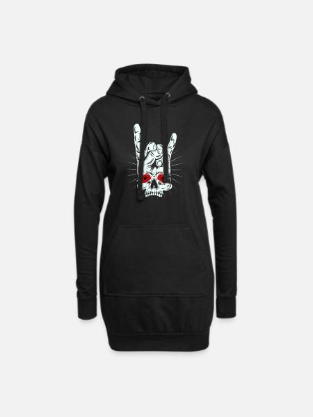 Rocking Skull Hand - Hoodie-Kleid - Schwarz