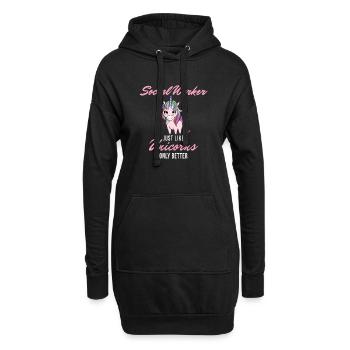 Social Worker Unicorn Girl Graduation School - Hoodie-Kleid - Schwarz - Vorne