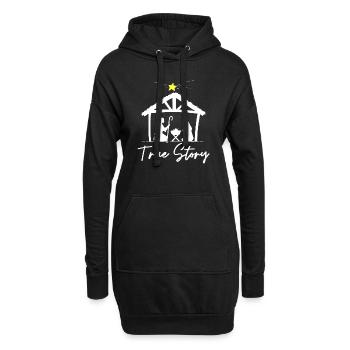 Wahre Geschichte Weihnachten Jesus Krippe drucken, - Hoodie-Kleid - Schwarz - Vorne