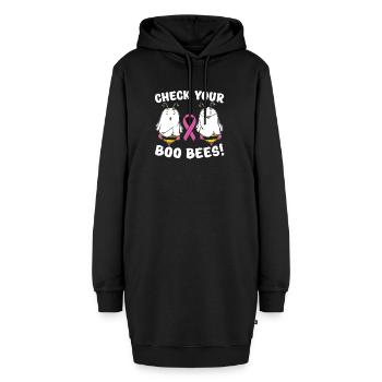 Check Your Boo Bees Halloween Brustkrebs Brüste - Hoodie-Kleid - Schwarz - Vorne