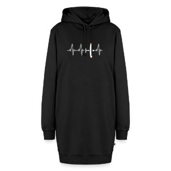 Pilot Flugzeug Heartbeat Flugzeug Pilot Geburtstag - Hoodie-Kleid - Schwarz - Vorne