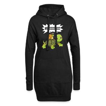 Lustiges Schneckenreiten auf der Schildkröte, die Whee schreit - Hoodie-Kleid - Schwarz - Vorne