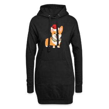 Noël Pembroke Welsh Corgi - Sweat-shirt à capuche long Femme - noir - Devant