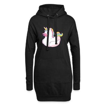 Canard licorne - Sweat-shirt à capuche long Femme - noir - Devant