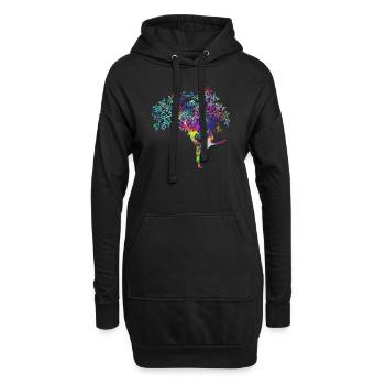 Yoga woman tree psychedelic - Hoodie Dress - black - Front