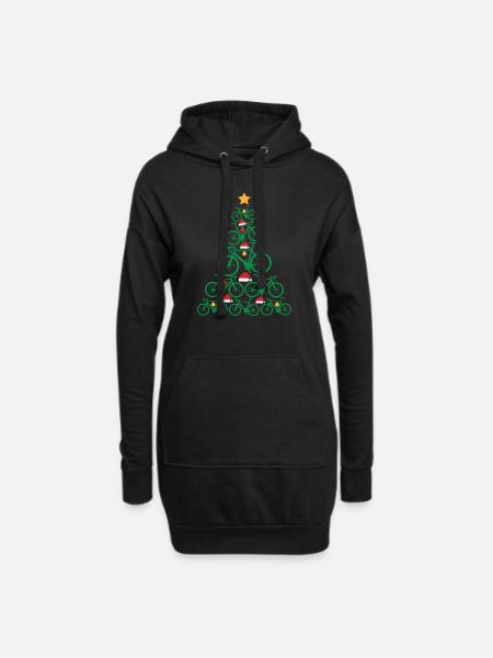 Bike Tree Ugly Christmas Weihnachtsbaum Rennrad - Hoodie-Kleid - Schwarz