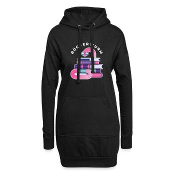 Bücherwurm - Hoodie-Kleid - Schwarz - Vorne