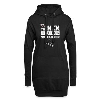 Skifahren Piste Sport Ski Skiurlaub Geschenk - Hoodie-Kleid - Schwarz - Vorne