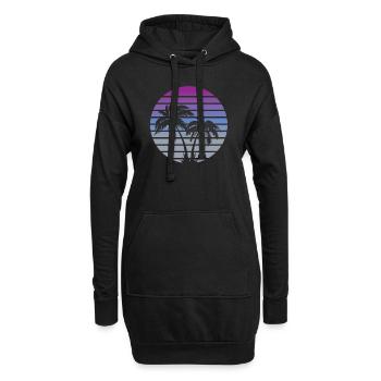 80er Jahre Miami Palme Strand Palmen - Hoodie-Kleid - Schwarz - Vorne