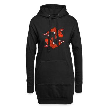 koi rot - Hoodie-Kleid - Schwarz - Vorne