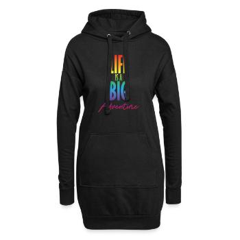 Das Leben ist ein großes Abenteuer - Hoodie-Kleid - Schwarz - Vorne