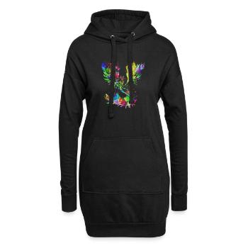 Psychedelic Phoenix - Hoodie Dress - black - Front